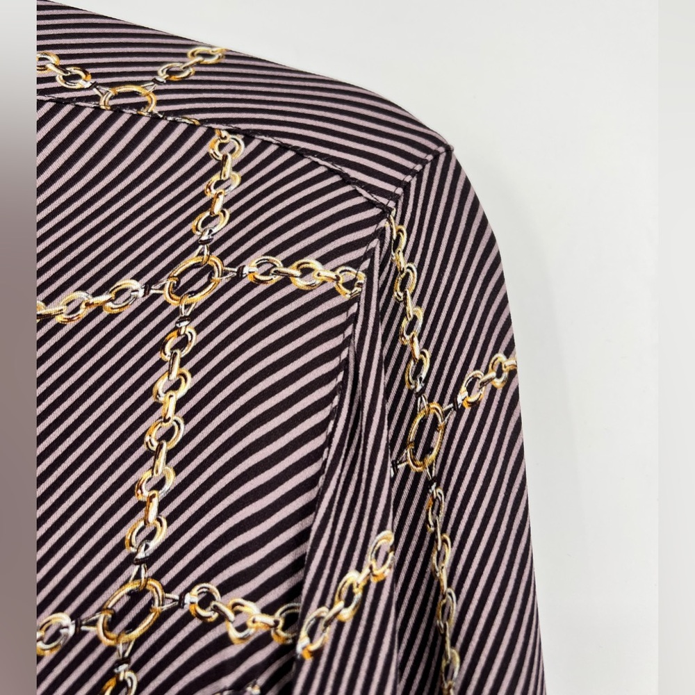REISS Nyla Chain Link Print Button Down Top Blouse Striped Long Sleeve Size 4 - Picture 14 of 16